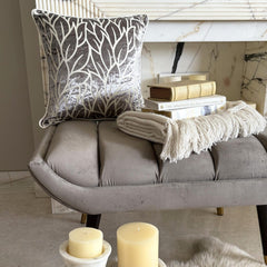Paloma Gray Leaves - Paloma Gray Burnout Velvet Decorative Euro Sham