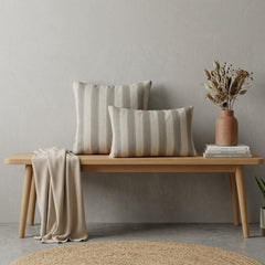 Taupe Linen Throw Pillow Cover - Taupe Terra Stripes