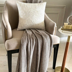 Ivory Swirls - Ivory Art Silk Throw Pillow Cover