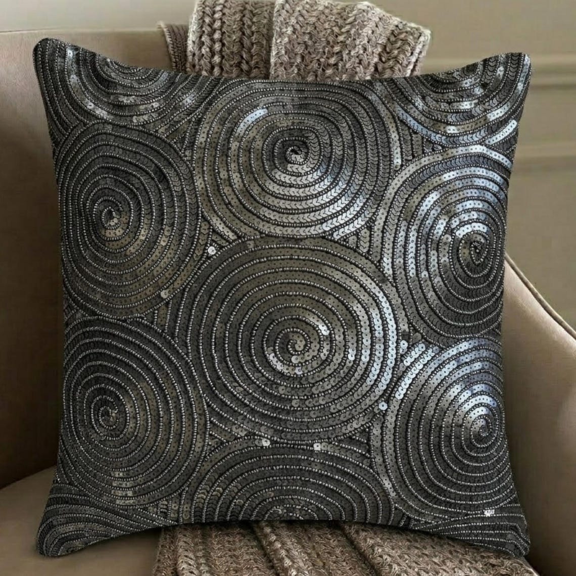 All Eyes On Silver - Silver Art Silk Throw Pillow Cover