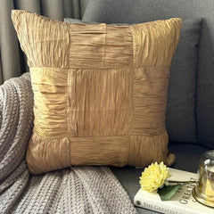 Dreamy Gold - Gold Crushed Art Silk Throw Pillow Cover