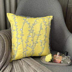 Yellow Crystal Willow - Yellow Art Silk Decorative Euro Sham