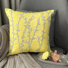 Yellow Crystal Willow - Yellow Art Silk Decorative Euro Sham