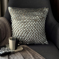 Silver Gray Lining - Silver Faux Suede Throw Pillow Cover