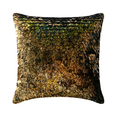 Exotic Gold N Black Scales - Gold Art Silk Decorative Euro Sham