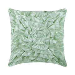 Mint Green Ruffles - Mint Green Satin Throw Pillow Cover
