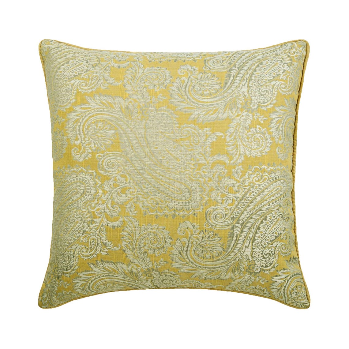 Paisley Yellow Scents - Yellow Jacquard Silk Throw Pillow Cover