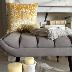 Mimosa Yellow Drops - Mimosa Yellow Burnout Velvet Throw Pillow Cover