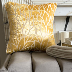 Mimosa Yellow Leaves Pillow Cover