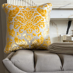 Mimosa Yellow Burnout Velvet Throw Pillow Cover Mimosa Yellow Damask