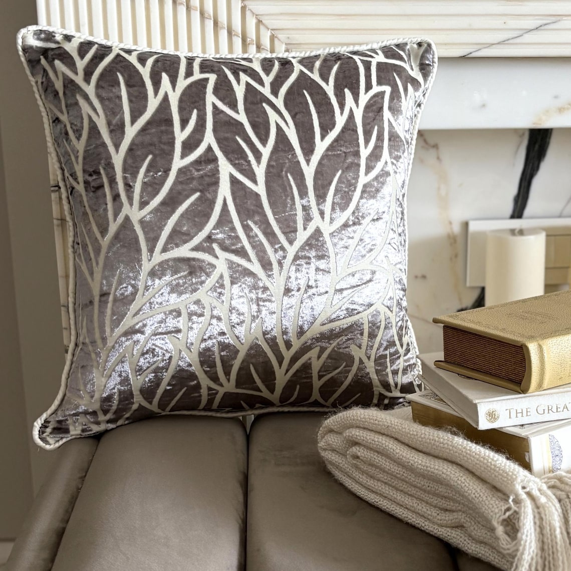 Paloma Gray Leaves Euro Sham