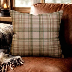 Plaidscape Pink - Pink Velvet Winter Plaid  Throw Pillow Cover