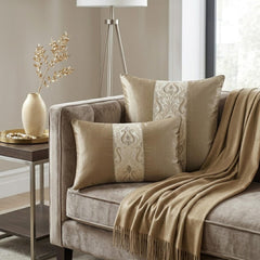 Taupe Satin Throw Pillow Cover - Regal Baroque Taupe