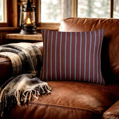 Linear Plush - Red Cotton Stripes Throw Pillow Cover