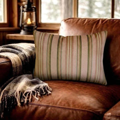 Linear Stripe Pink - Pink Velvet Christmas Stripe Oblong Lumbar Pillow Cover