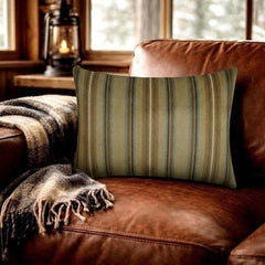 Linear Stripe Beige - Beige Velvet Striped Oblong Lumbar Pillow Cover