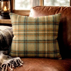 Plaidscape Beige - Beige Velvet Checkered Winter Plaid  Throw Pillow Cover