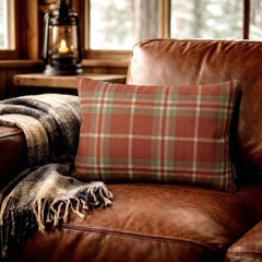 Plaidflow Terracotta - Red Velvet Winter Plaid Lumbar Pillow Cover