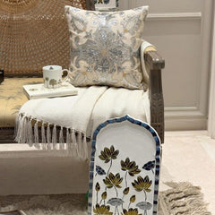 Millennium Ivory Beaded Throw Pillow Cover