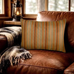 Linear Stripe Orange - Orange Velvet Christmas Striped Lumbar Pillow Cover