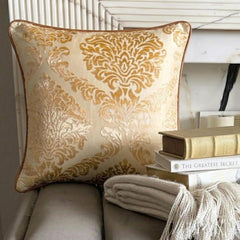 Blonde Damask Throw Pillow Cover