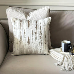 Beige Velvet Lumbar Pillow Cover - Grunge Haze Oak Lumbar