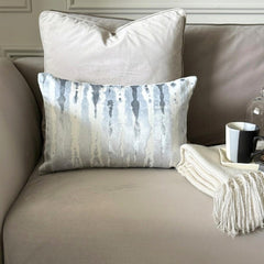 Ice Blue Velvet Lumbar Pillow Cover - Grunge Haze Ice Lumbar