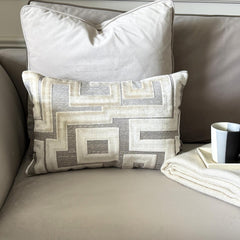 Ivory Velvet Lumbar Pillow Cover - Oat Maze