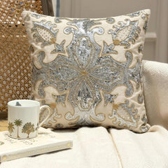 Millennium - Ivory Art Silk Throw Pillow Cover