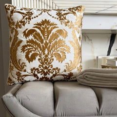 Gold Festive - White Velvet Decorative Euro Sham