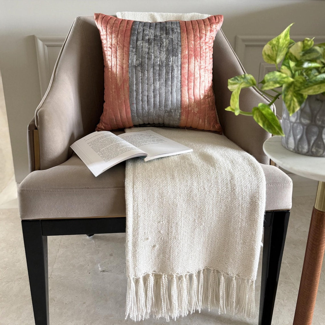 Peach Dusk Throw Pillow Cover