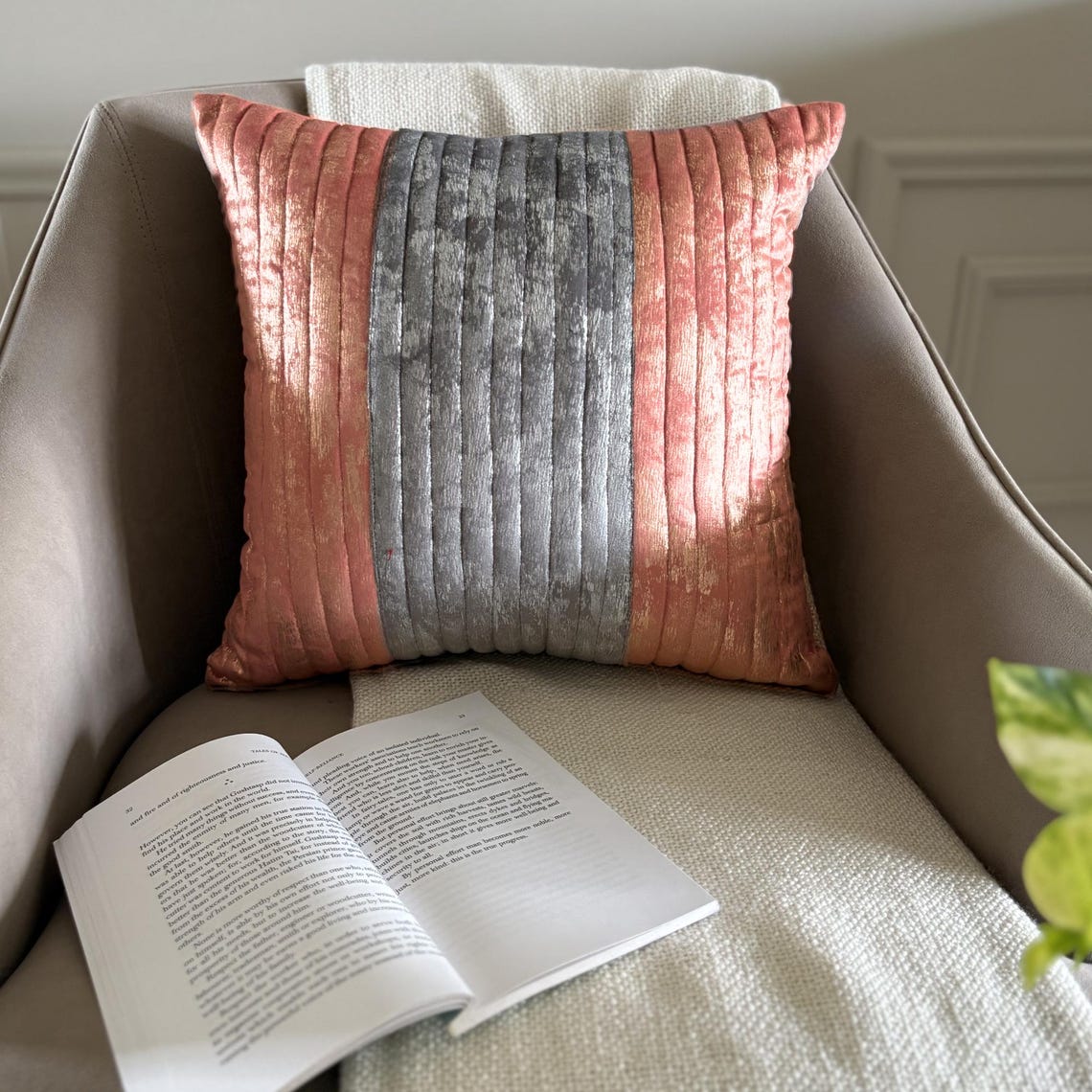 Peach Dusk Throw Pillow Cover