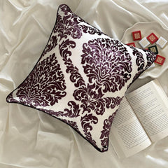 Wine Damask - Purple Velvet Throw Pillow Cover