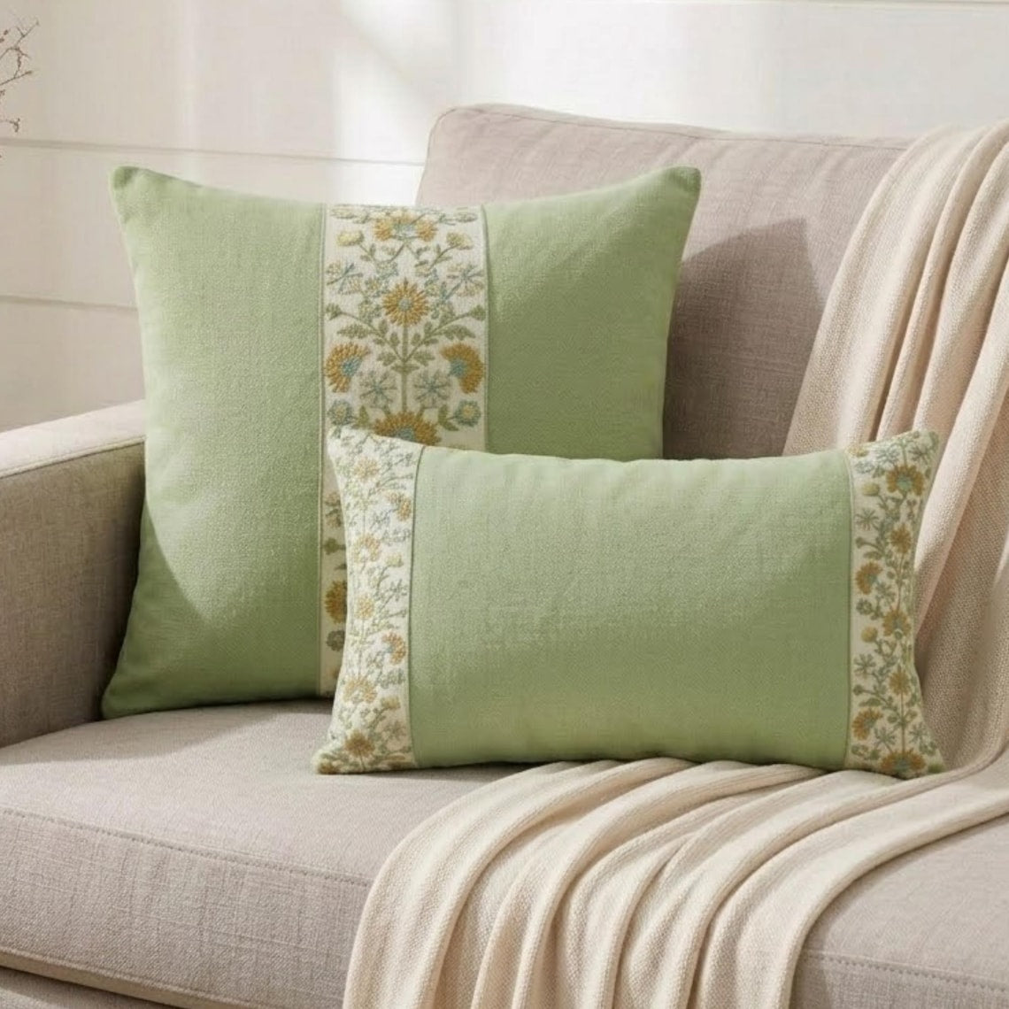 Sage Meadow Lumbar Pillow Cover