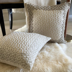 Mosaic Mood Grey - Gray Jacquard Throw Pillow Cover