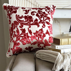 Cayenne Red Florals Pillow Cover
