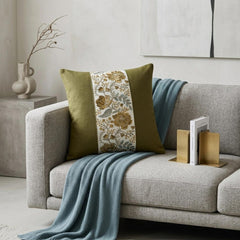 Olive Green Linen Lumbar Pillow Cover - Olive Grace