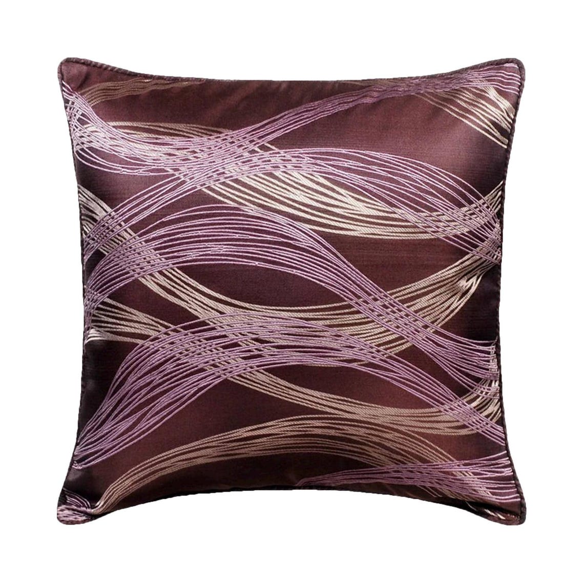 Purple Current - Purple Jacquard Silk Throw Pillow Cover