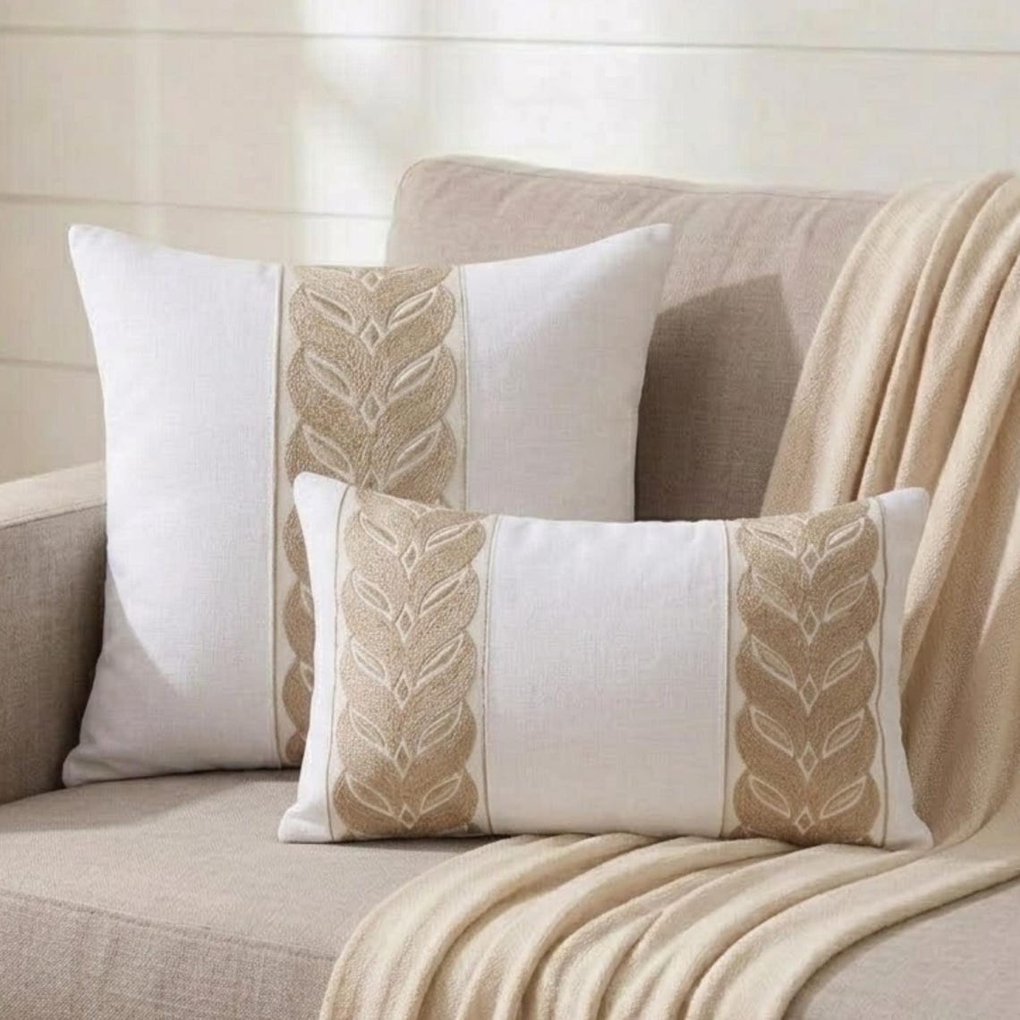 Beige Keepsake Lumbar Pillow Cover