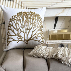 Gold Forest - Gold Linen Decorative Euro Sham