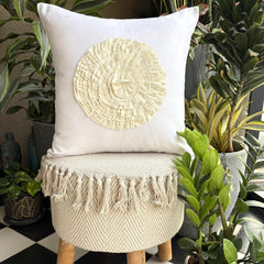 Vintage Bloom - White Suede Throw Pillow Cover