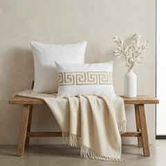 Ivory White Linen Lumbar Pillow Cover - Olympian Key