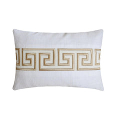 Ivory White Linen Lumbar Pillow Cover - Olympian Key