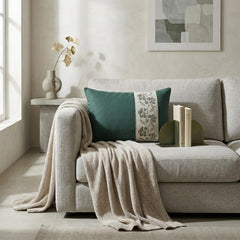 Teal Linen Lumbar Pillow Cover - Teal Grace