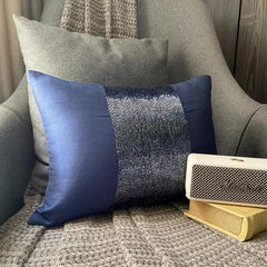 Striking Navy - Art Silk Blue Decorative Lumbar Pillow Cover