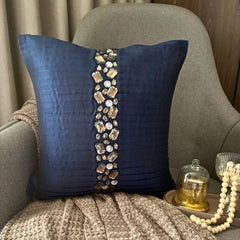 Navy Blue Crystals Pillow Cover