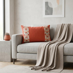 Coral Linen Lumbar Pillow Cover - Coral Meadow