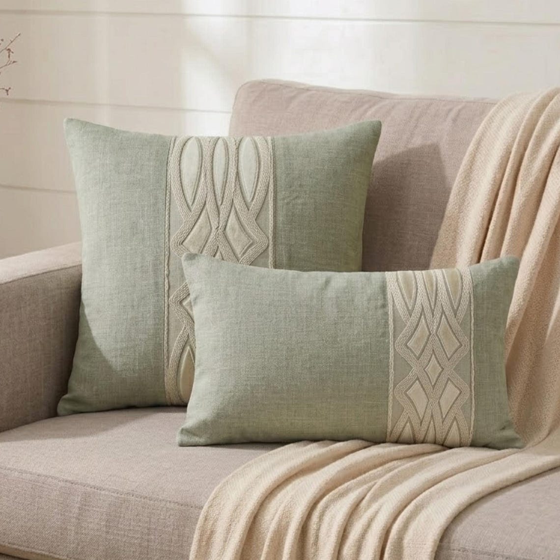 Gray Grace Lumbar Pillow Cover