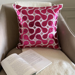Techno Boogie - Metallic Pink Faux Leather Decorative Euro Sham