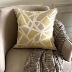 Tangled Trellis - Yellow Jacquard Art Silk Decorative Euro Sham